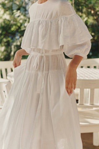 Optical White Linen Fantasia Dress - Linen Tales B2B 4
