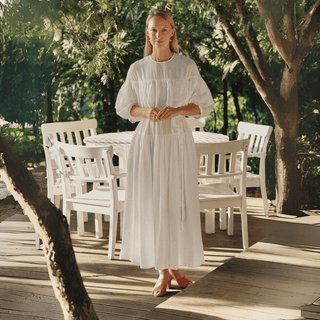 Optical White Linen Fantasia Dress - Linen Tales B2B 