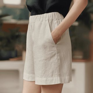 Optical White Linen Hip - Hop Shorts - Linen Tales B2B 3