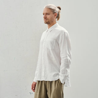 Optical White Linen Larch Shirt - Linen Tales B2B 