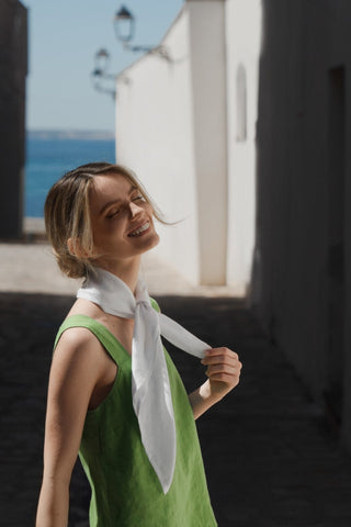 Optical White Linen Mallow Scarf - Linen Tales B2B 4