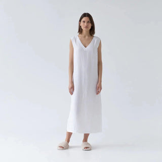 Optical White Linen Nasturtium Nightdress - Linen Tales B2B 
