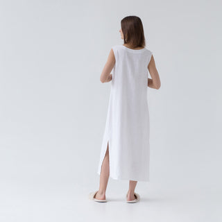 Optical White Linen Nasturtium Nightdress - Linen Tales B2B 3