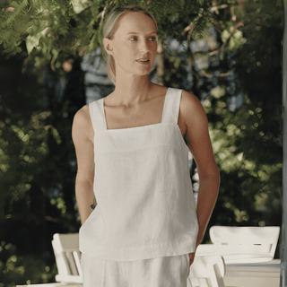 Optical White Linen Polka Top - Linen Tales B2B 