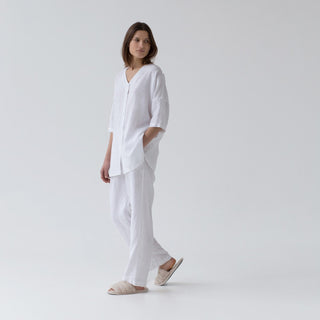Optical White Linen Primrose Loungewear Set - Linen Tales B2B 3