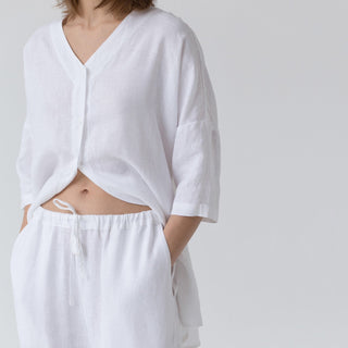Optical White Linen Primrose Loungewear Set - Linen Tales B2B 4