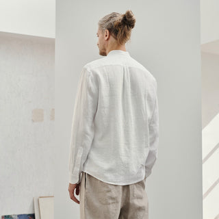 Optical White Linen Snapdragon Shirt - Linen Tales B2B 