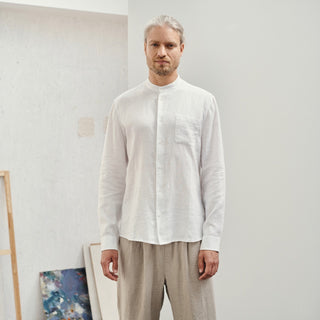 Optical White Linen Snapdragon Shirt - Linen Tales B2B 