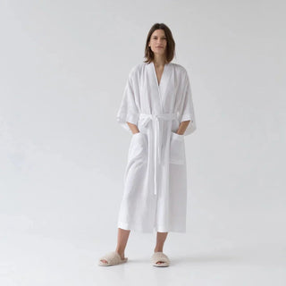 Optical White Linen Summer Bathrobe - Linen Tales B2B 