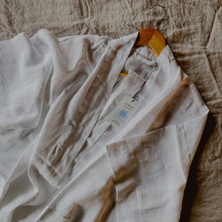 Optical White Linen Summer Bathrobe - Linen Tales B2B 3