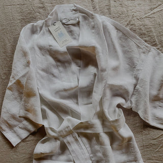 Optical White Linen Summer Bathrobe - Linen Tales B2B 