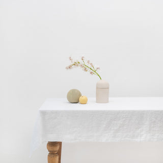 Optical White Linen Tablecloth - Linen Tales B2B 