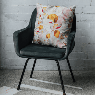 Orange Flow on Natural Linen Cushion Cover - Linen Tales B2B 3