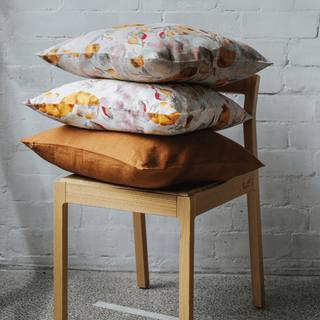 Orange Flow on Natural Linen Cushion Cover - Linen Tales B2B 