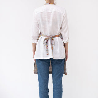 Orange Flow on Natural Linen Daily Apron - Linen Tales B2B 3