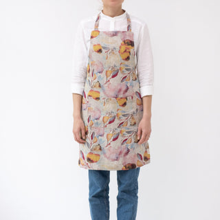 Orange Flow on Natural Linen Daily Apron - Linen Tales B2B 