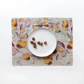 Orange Flow on Natural Linen Placemat - Linen Tales B2B 