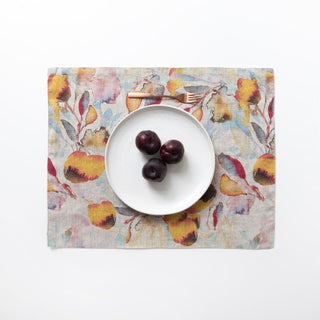 Orange Flow on Natural Linen Placemat - Linen Tales B2B 