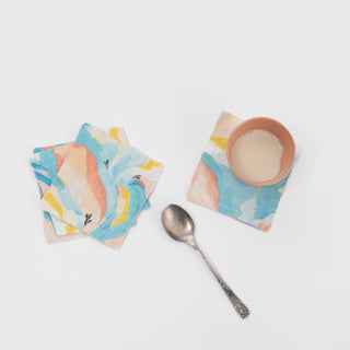 Pastel Iris Linen Coasters Set of 4 - Linen Tales 