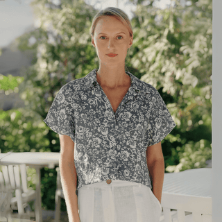 Porcelain Flowers Linen Melody Shirt - Linen Tales B2B 