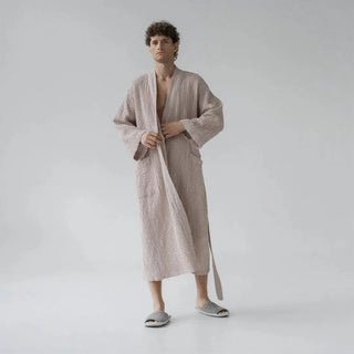Powder Linen & Cotton Honeycomb Waffle Bathrobe - Linen Tales B2B 2