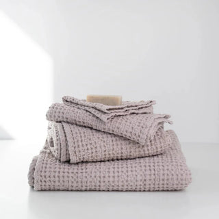 Powder Linen & Cotton Honeycomb Waffle Towel - Linen Tales B2B 