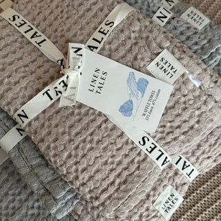 Powder Linen & Cotton Honeycomb Waffle Towel - Linen Tales B2B 4