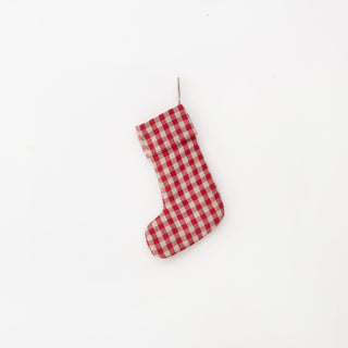 Red Gingham Linen Christmas Stocking - Linen Tales B2B 