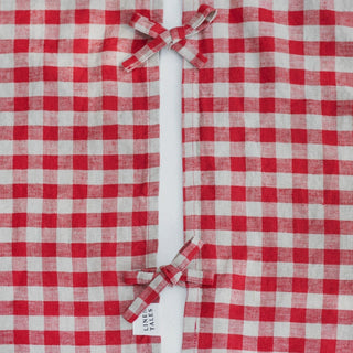 Red Gingham Linen Christmas Tree Skirt - Linen Tales B2B 4