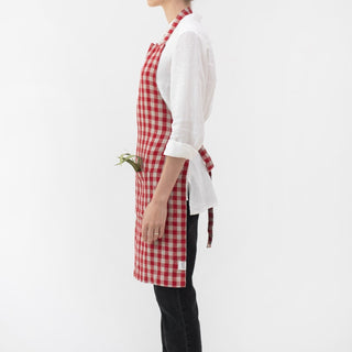 Red Gingham Linen Daily Apron - Linen Tales B2B 2