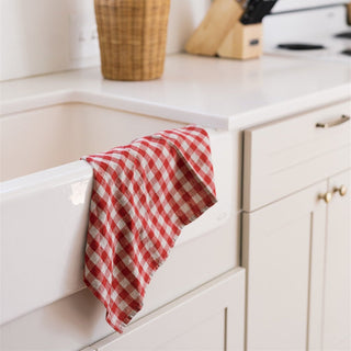 Red Gingham Linen Kitchen Towel - Linen Tales 