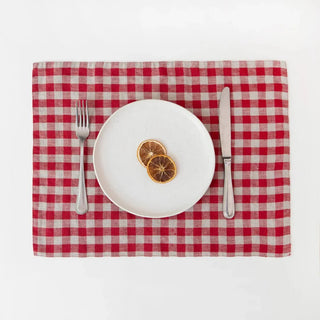 Red Gingham Linen Placemat - Linen Tales B2B 