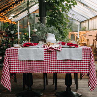 Red Gingham Linen Tablecloth - Linen Tales B2B 3