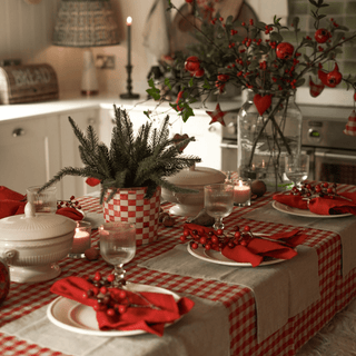Red Gingham Linen Tablecloth - Linen Tales B2B 2