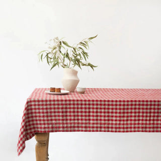 Red Gingham Linen Tablecloth - Linen Tales B2B 1