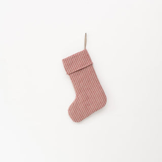 Red Natural Stripes Linen Christmas Stocking - Linen Tales B2B 2