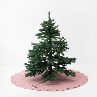 Red Natural Stripes Linen Christmas Tree Skirt - Linen Tales USA 4