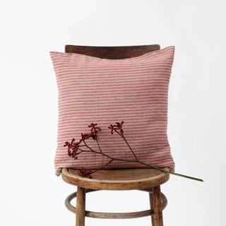 Red Natural Stripes Linen Cushion Cover - Linen Tales B2B 