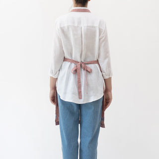 Red Natural Stripes Linen Daily Apron - Linen Tales B2B 3