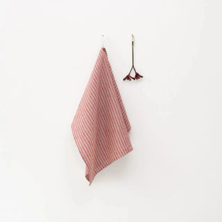 Red Natural Stripes Linen Kitchen Towel - Linen Tales B2B 