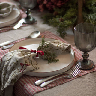 Red Natural Stripes Linen Placemat - Linen Tales B2B 2