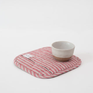 Red Natural Stripes Linen Potholder - Linen Tales B2B 3