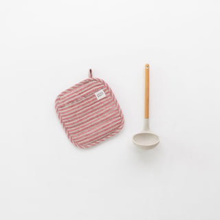 Red Natural Stripes Linen Potholder - Linen Tales B2B 