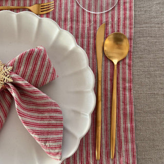 Red Natural Stripes Linen Table Runner - Linen Tales B2B 3