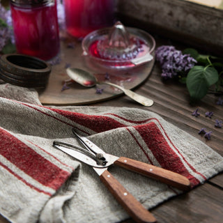 Red Stripe Vintage Linen Kitchen Towel - Linen Tales B2B 