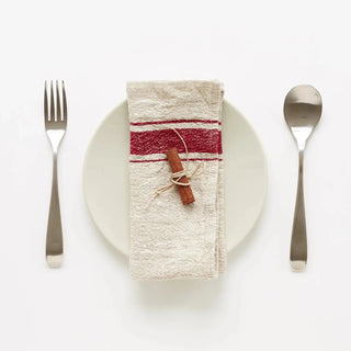 Red Stripe Vintage Linen Napkins Set of 2 - Linen Tales B2B 