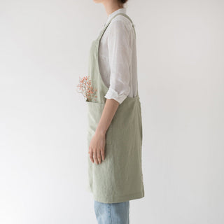 Sage Linen Crossback Apron - Linen Tales B2B 3
