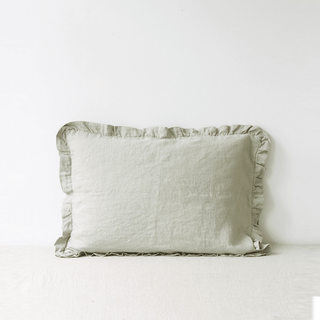 Sage Linen Pillowcase with Frills - Linen Tales B2B 