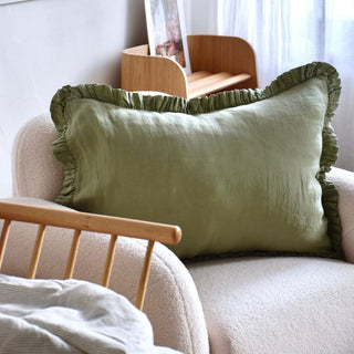 Sage Linen Pillowcase with Frills - Linen Tales B2B 3