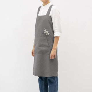 Stone Linen Pinafore Apron - Linen Tales B2B 
